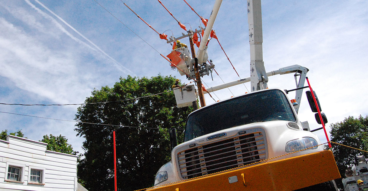 PPL utility trucks working on the powerlines