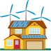 house with solar and wind power