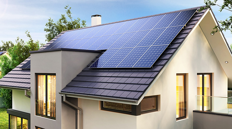 Solar panels on house