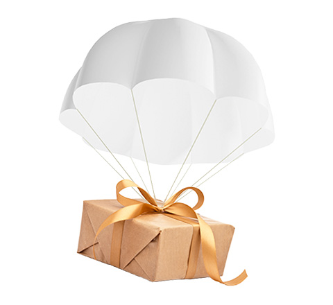 package with parachute
