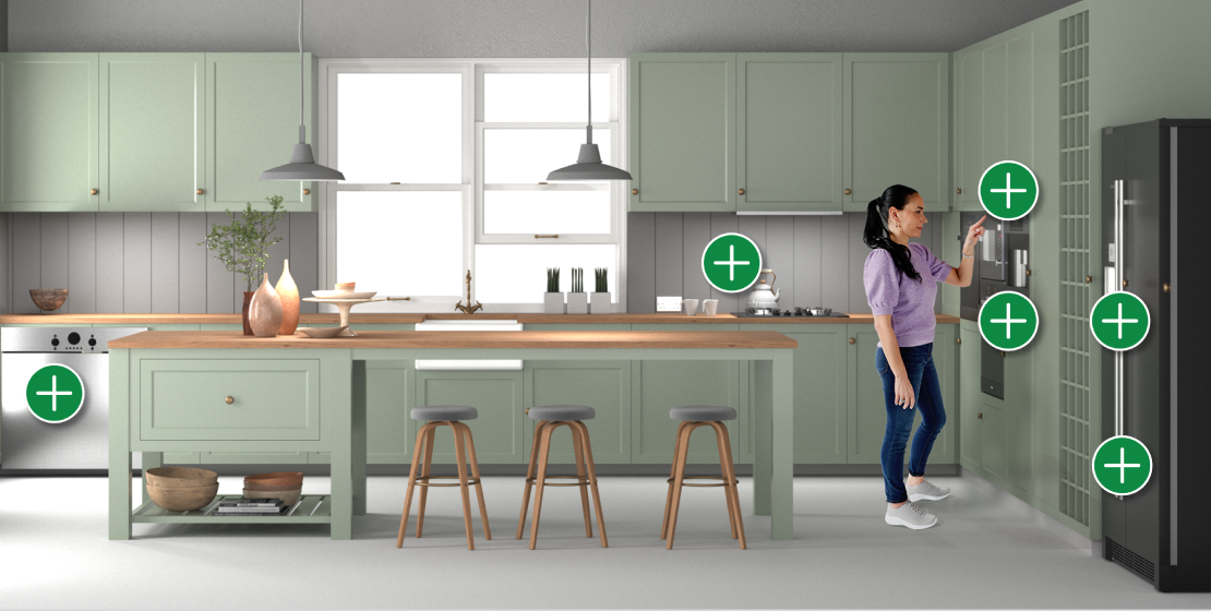 image of woman standing in her kitchen, start exploring where you can save