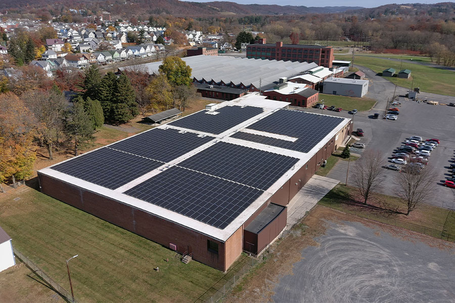 solar panels on commercial roof